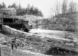 Charles River Dam. Preparing for the new Boylston Bridge over the Charles c 1902. Looking NW from the Newton side.