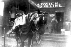 Mr. Smith of Adams Express in front of the Chadwick Coal Yard Office
