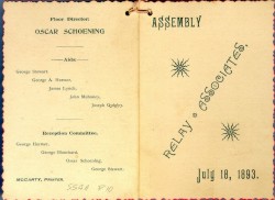 Front and back pages of an 1885 dance card