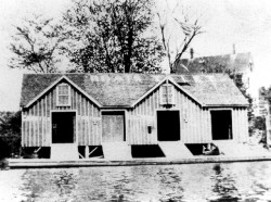 Lucas Boathouse on Keefe Avenue, Newton Upper Falls. Swept away in the hurricane of 1938.